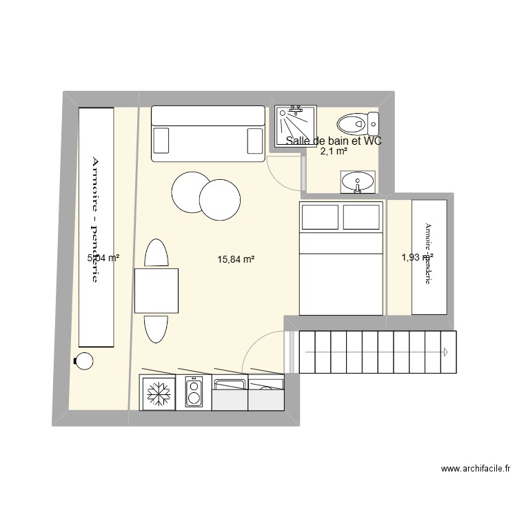 ANGERS - 44 Bressigny - V1. Plan de 4 pièces et 25 m2