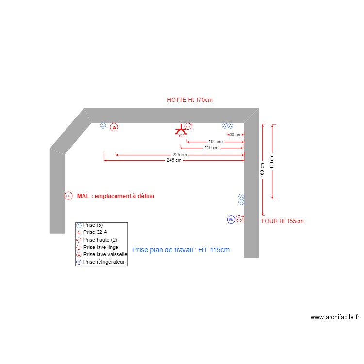 PLAN CUISINE VERBRUGGHE. Plan de 0 pièce et 0 m2