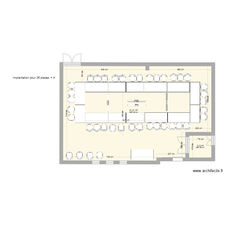 SALLE CA -3. Plan de 2 pièces et 85 m2