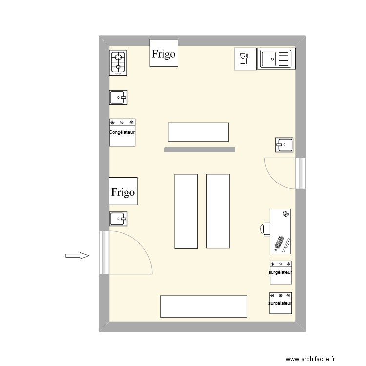 labo. Plan de 1 pièce et 34 m2