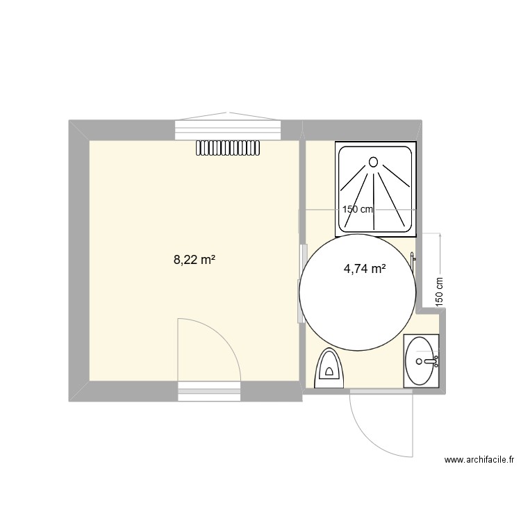 Manz. Plan de 2 pièces et 13 m2