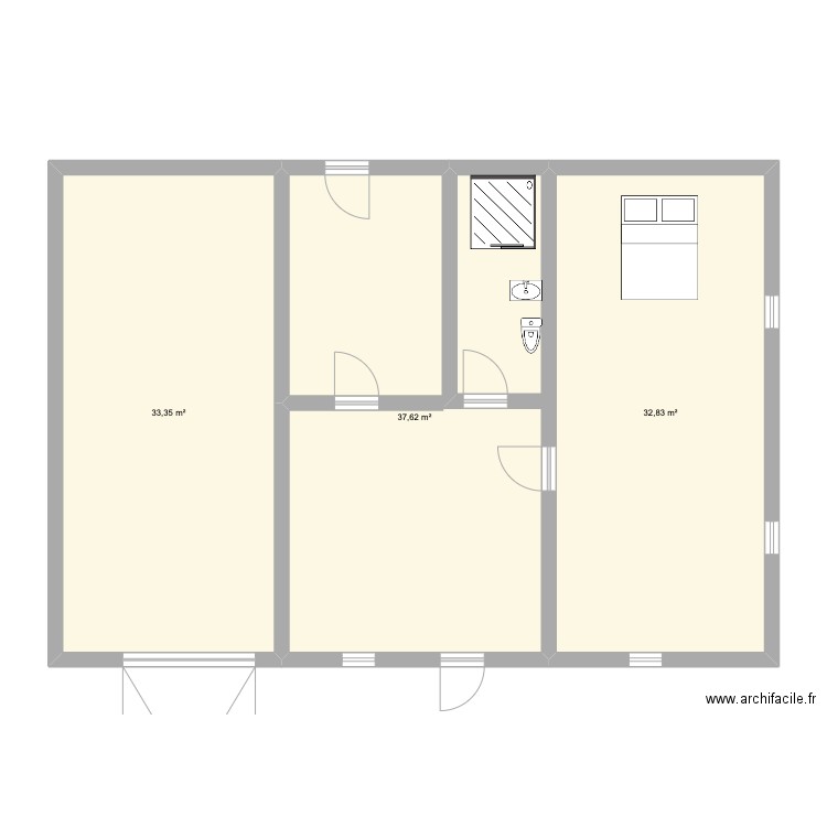 bres. Plan de 3 pièces et 104 m2