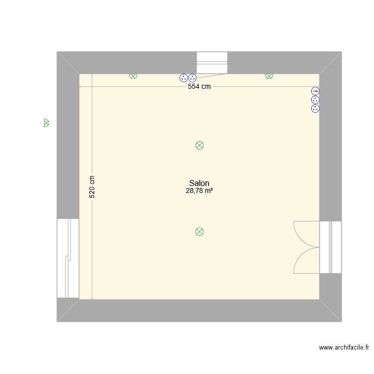 La Borne salon. Plan de 1 pièce et 29 m2