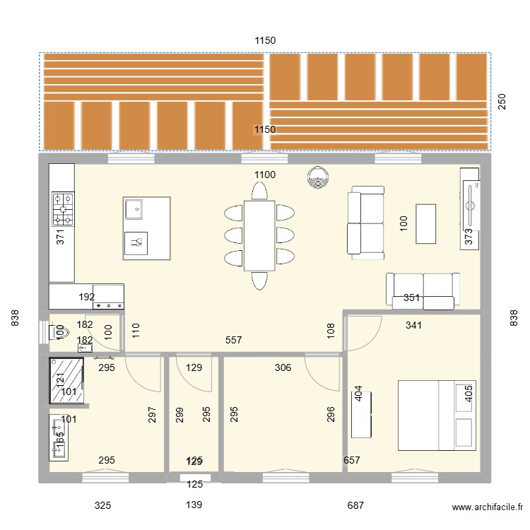 JS11. Plan de 11 pièces et 168 m2