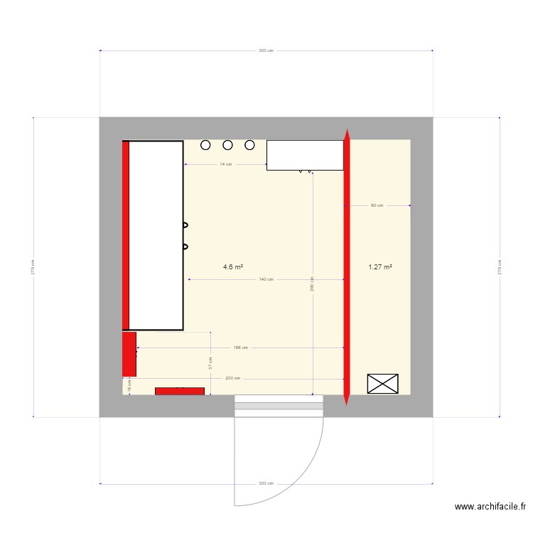 local piscine + atelier. Plan de 2 pièces et 6 m2