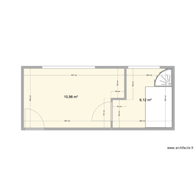 sauna v1. Plan de 2 pièces et 17 m2