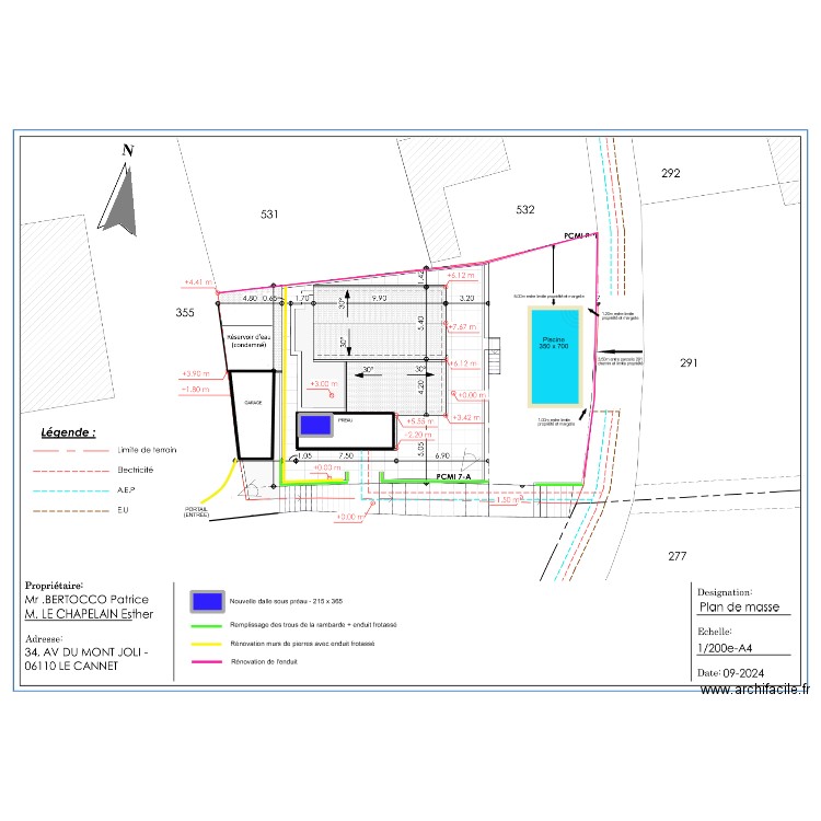 PCMI-2-A CONSTRUIRE. Plan de 7 pièces et 207 m2