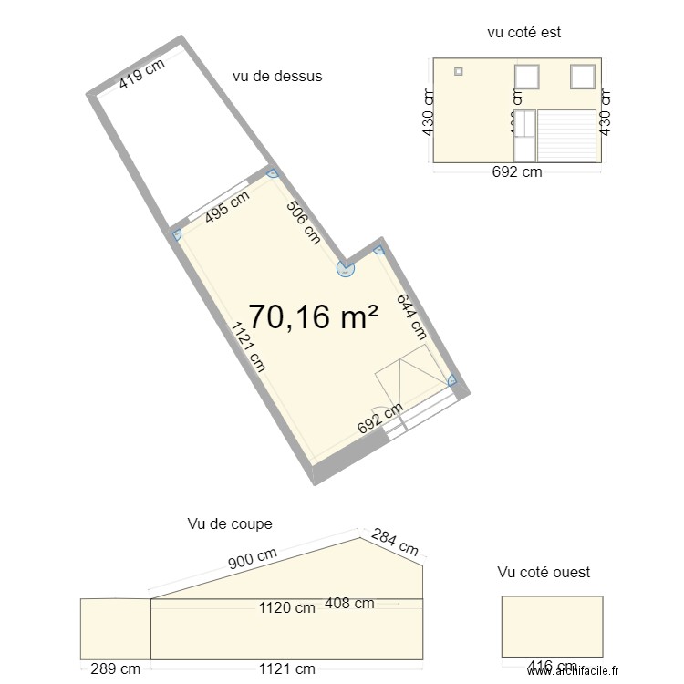 maison arnou DT 2024 projeté. Plan de 2 pièces et 128 m2