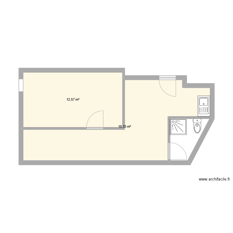 logement n 3. Plan de 2 pièces et 31 m2