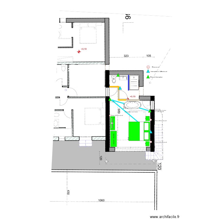 Chambre Petit Paradis bas. Plan de 0 pièce et 0 m2