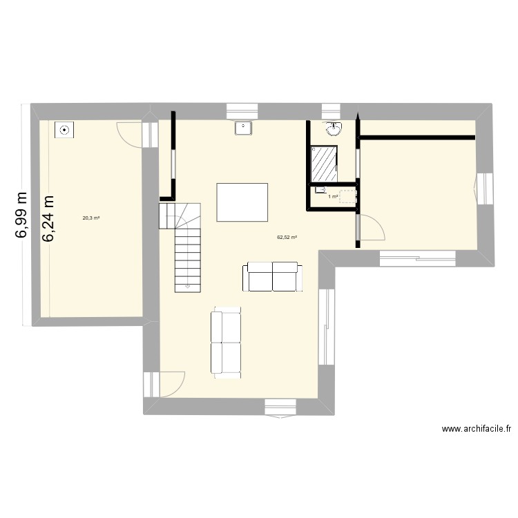 1TESTE. Plan de 3 pièces et 84 m2