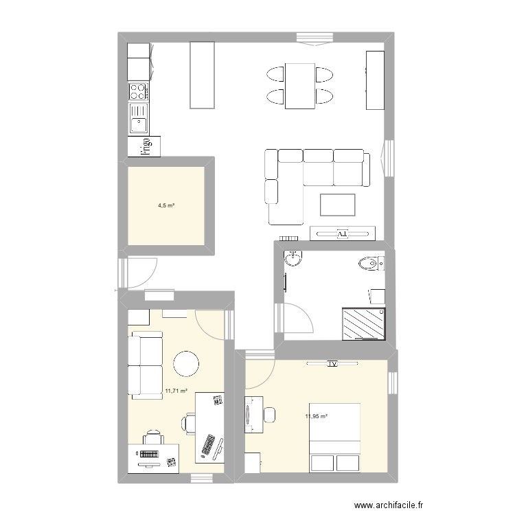 Plan appartement Berneval. Plan de 3 pièces et 28 m2