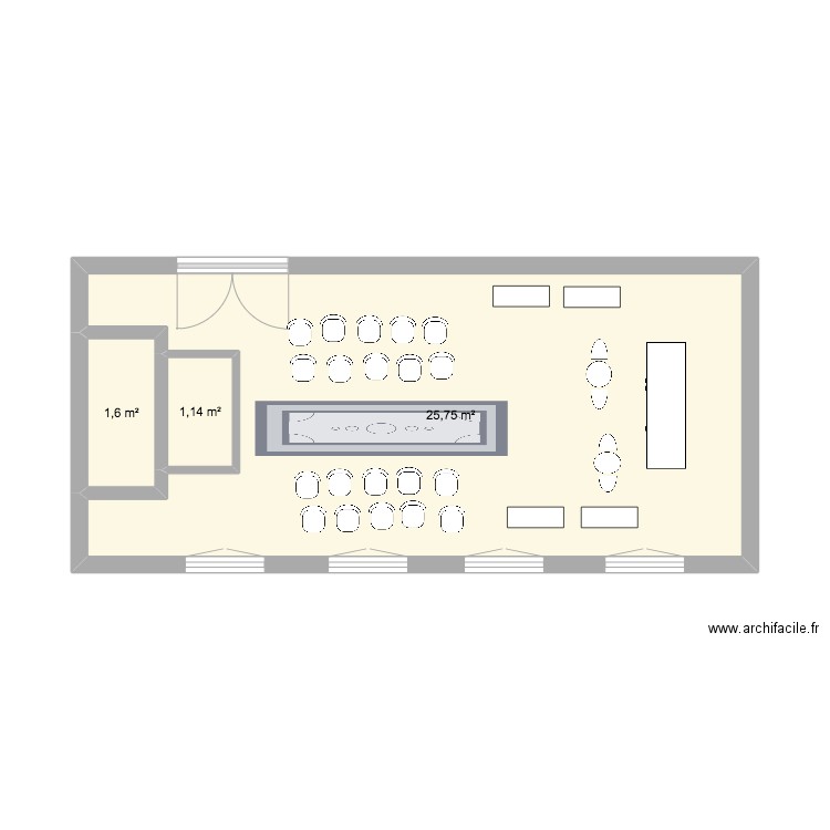 DEFILE. Plan de 3 pièces et 28 m2