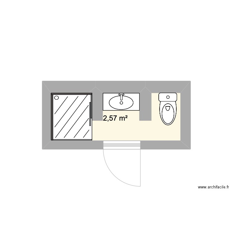 SDB CASTEX. Plan de 1 pièce et 3 m2