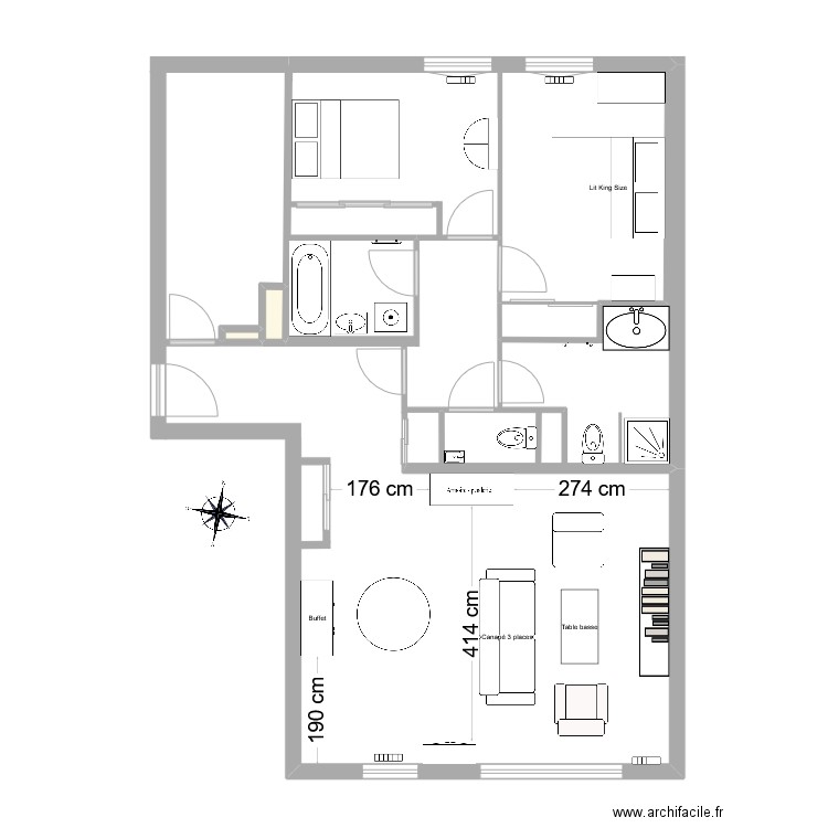 13 Hispano. Plan de 2 pièces et 0 m2