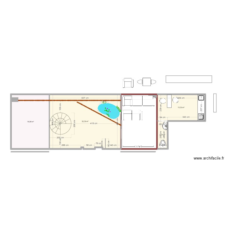 plan local 5. Plan de 4 pièces et 62 m2