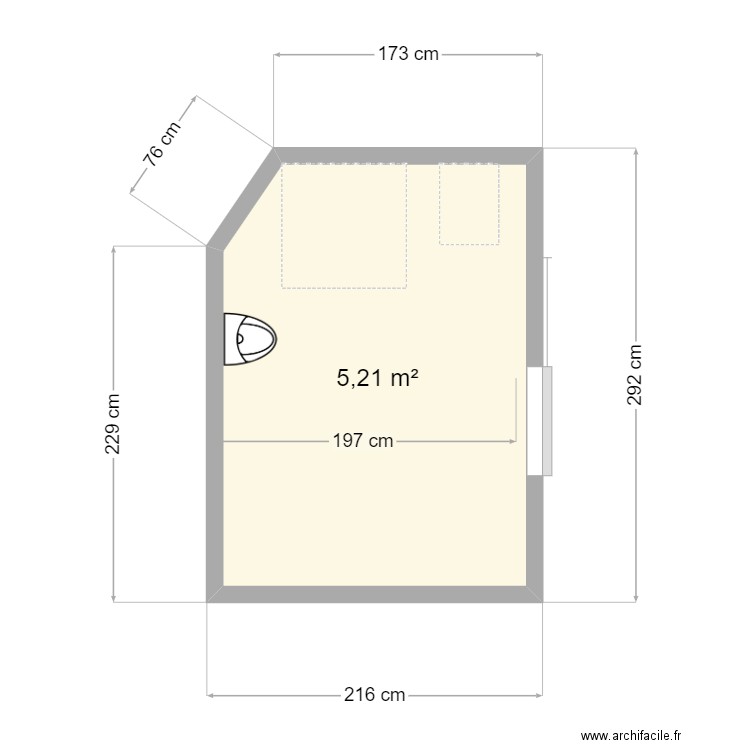 salle de bain rdc st jean. Plan de 1 pièce et 5 m2