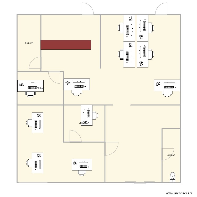 Fret UU. Plan de 4 pièces et 25 m2