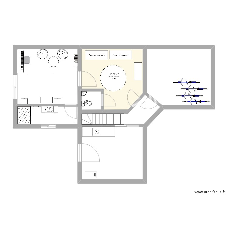 Rez. Plan de 1 pièce et 14 m2