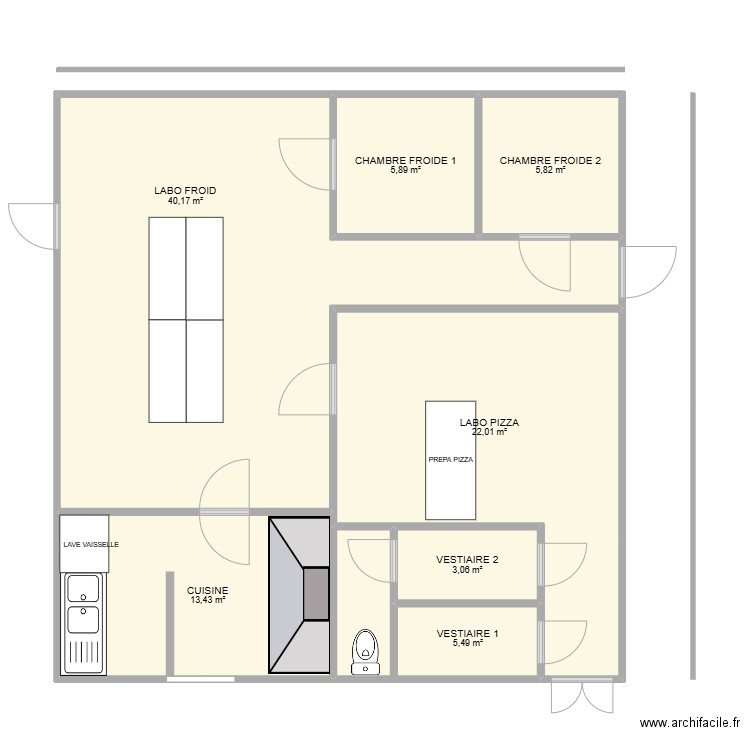 labo bud traiteur . Plan de 7 pièces et 96 m2