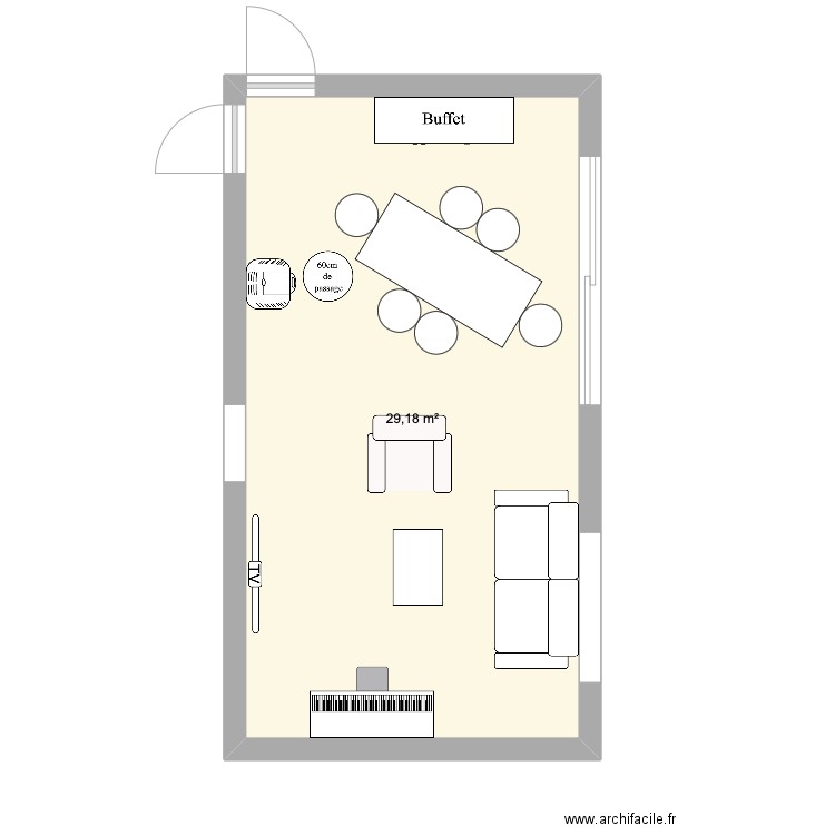 Salon_Ralph. Plan de 1 pièce et 29 m2