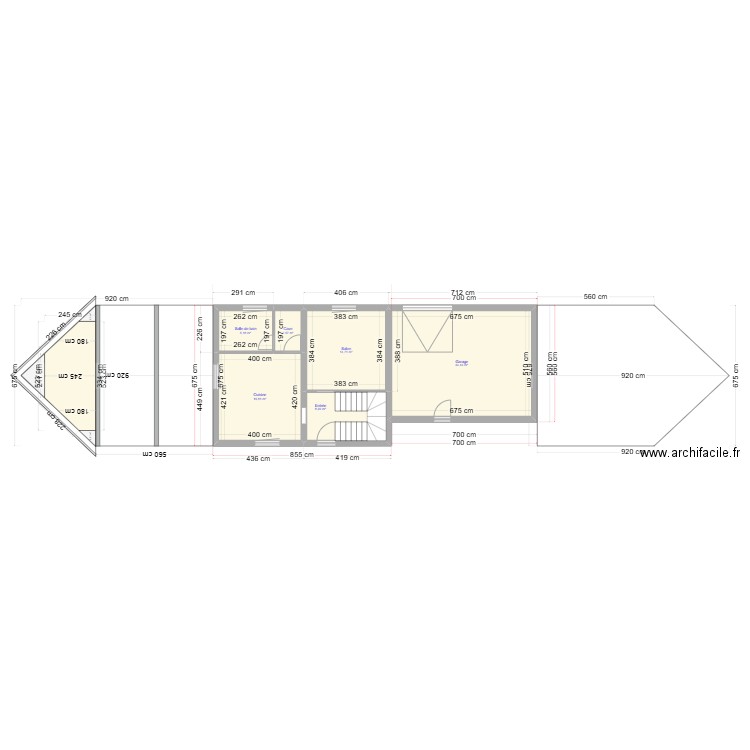 Troisgots cotes Archi existantes extérieur. Plan de 18 pièces et 184 m2