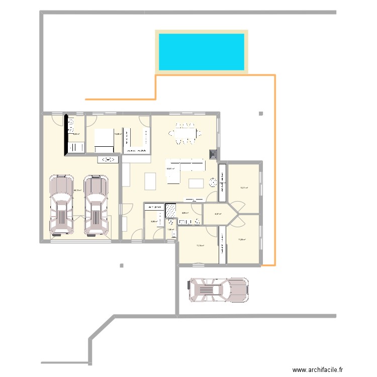 alternatif. Plan de 12 pièces et 174 m2