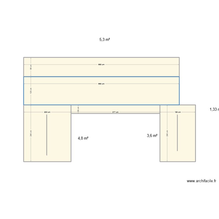 Plan large. Plan de 5 pièces et 23 m2