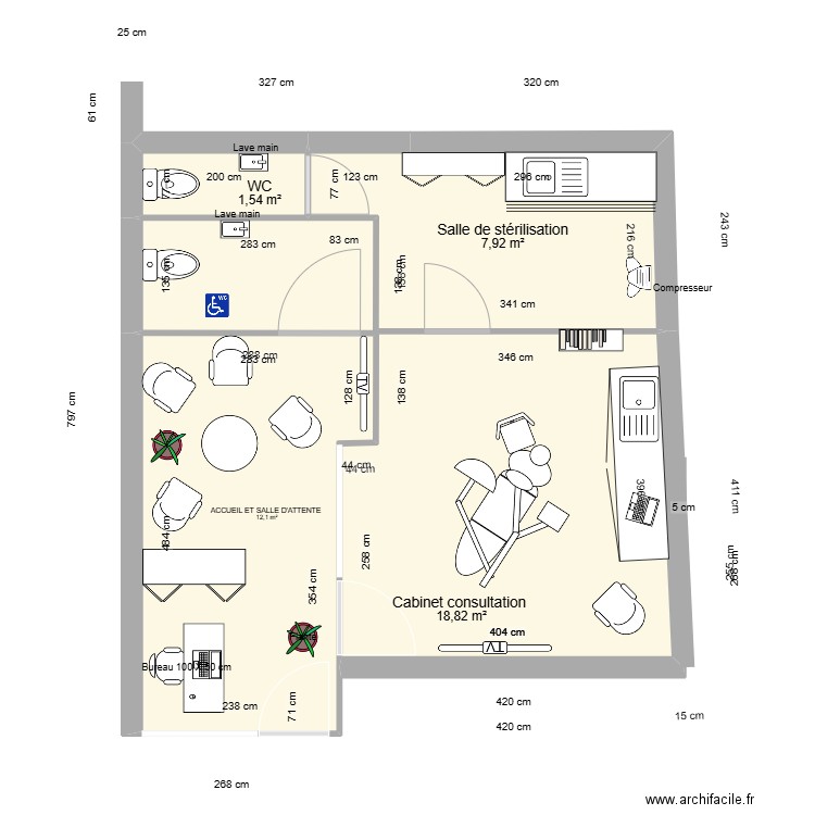 Plan origine Prayssas Cabinet 4. Plan de 4 pièces et 40 m2