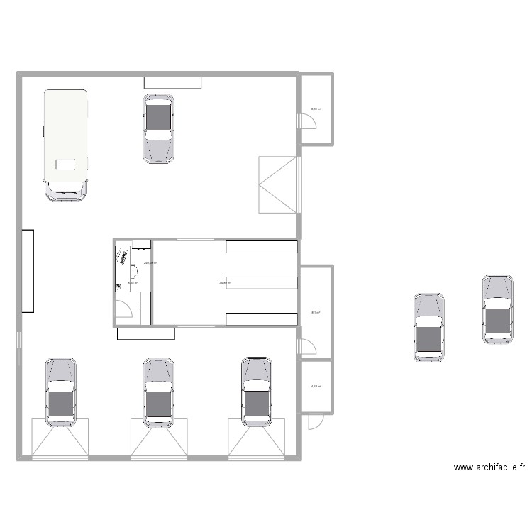 GARAGE. Plan de 6 pièces et 311 m2