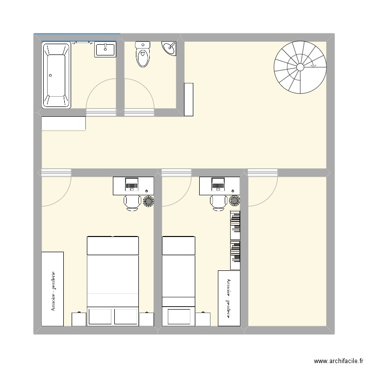 Étage 2. Plan de 6 pièces et 53 m2