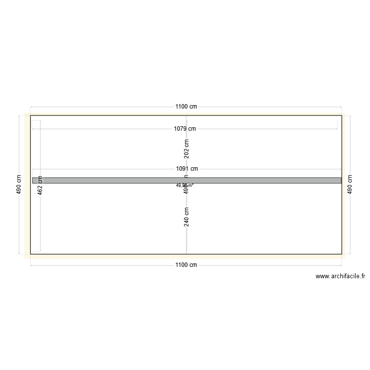 plan de façade. Plan de 1 pièce et 50 m2