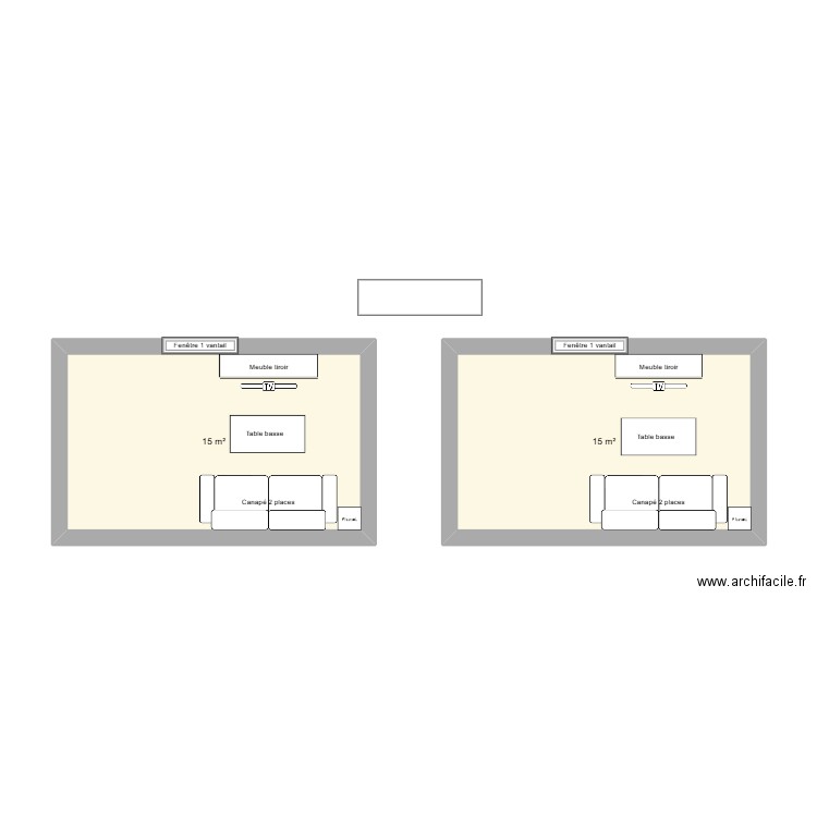 Salon. Plan de 2 pièces et 30 m2