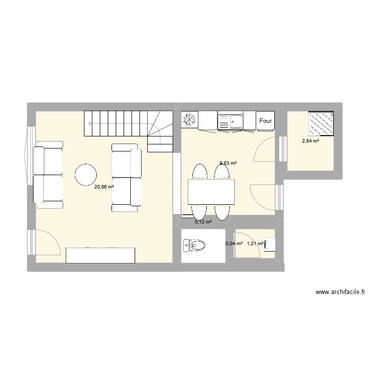 travaux extension. Plan de 6 pièces et 35 m2