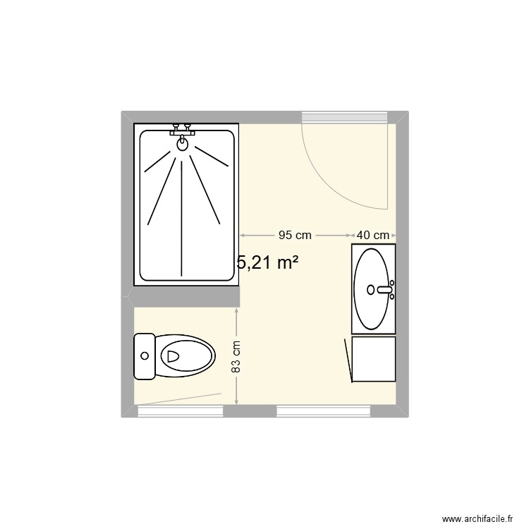 TYTGAT. Plan de 1 pièce et 5 m2