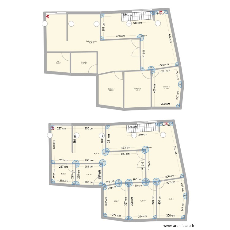 JFG. Plan de 14 pièces et 241 m2