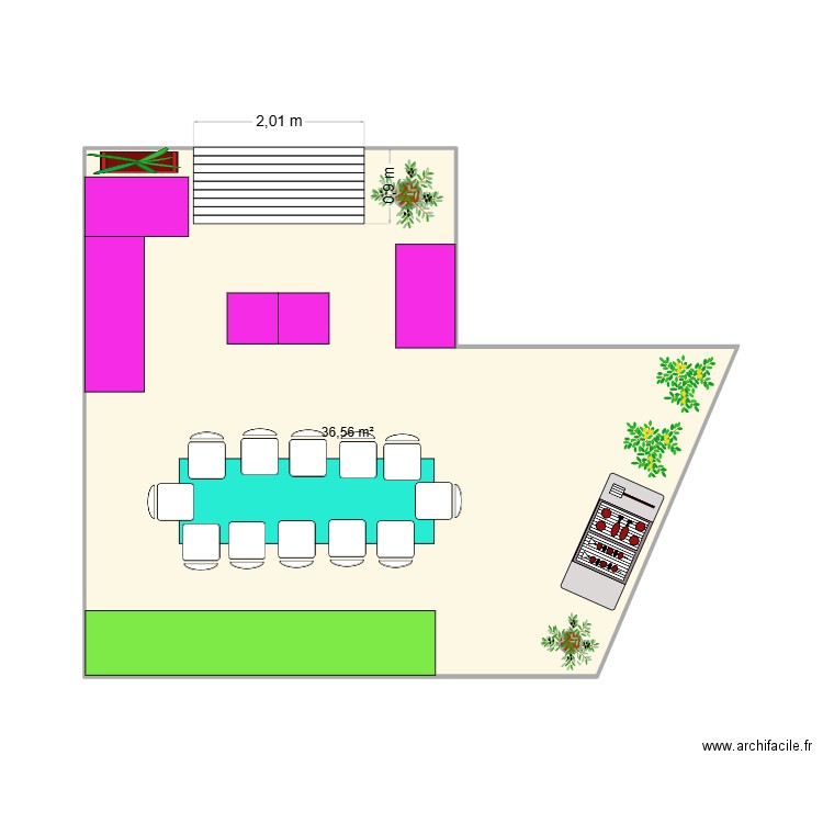 terrasse julien. Plan de 1 pièce et 37 m2