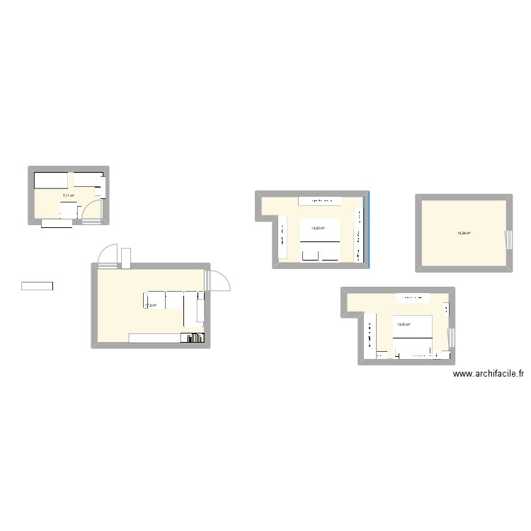 Idées plan. Plan de 3 pièces et 37 m2