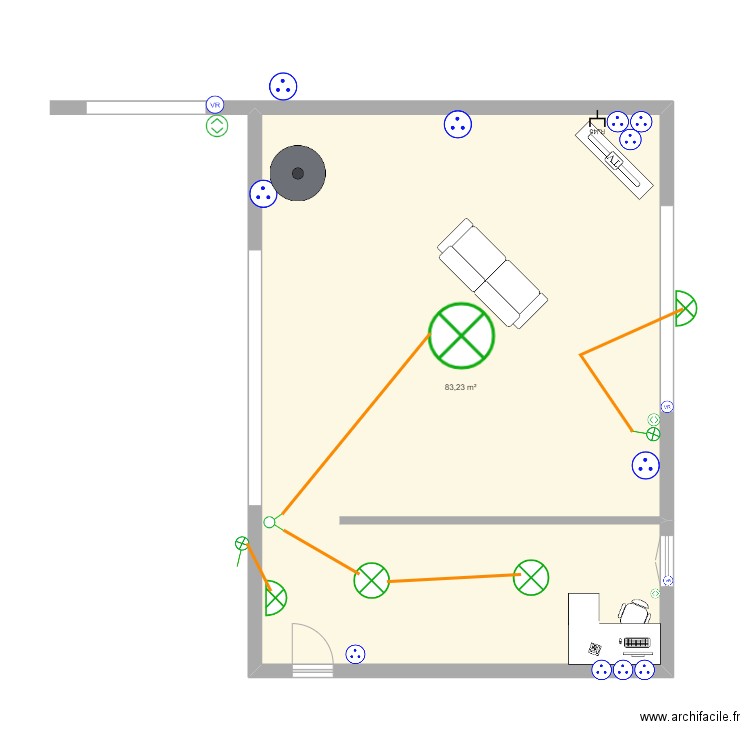  legrand. Plan de 1 pièce et 83 m2