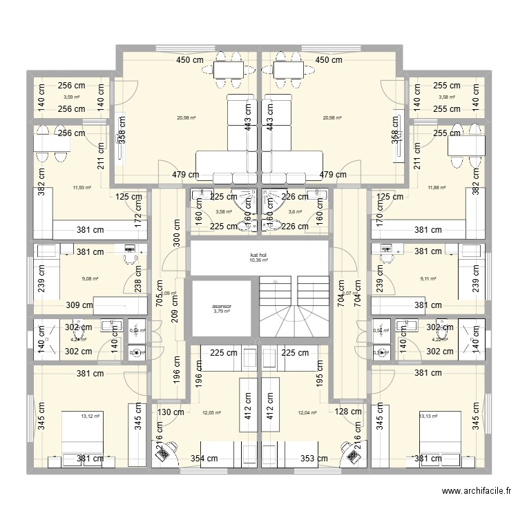  celaliye 1256/5 giris ve arakat 3+1 perso. Plan de 24 pièces et 189 m2