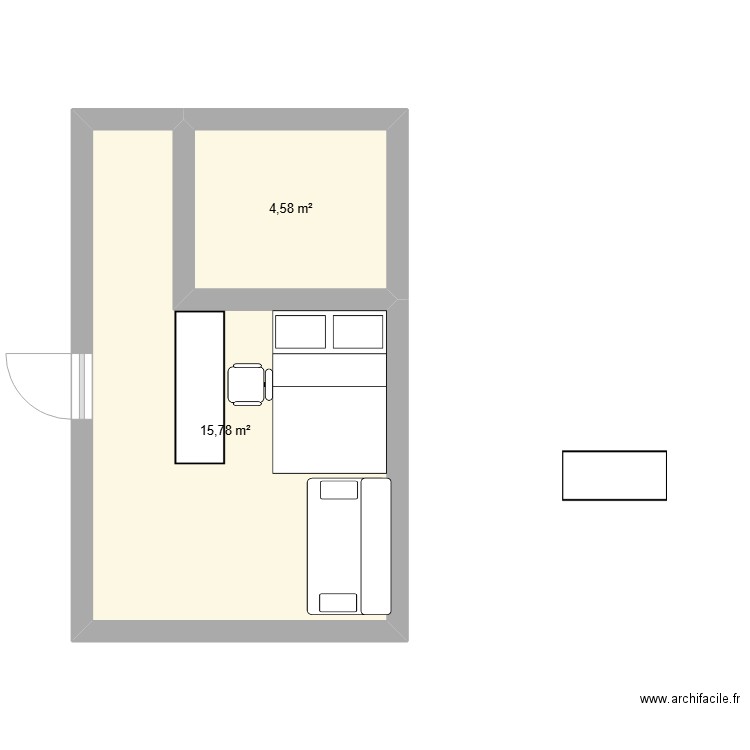 dqsd. Plan de 2 pièces et 20 m2