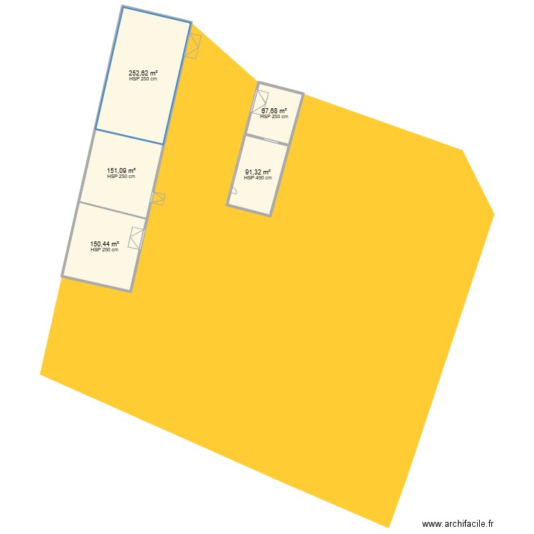 division batiments. Plan de 5 pièces et 713 m2