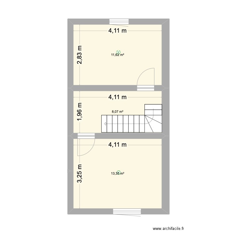 Plan R+1 tourcoing actuel. Plan de 3 pièces et 33 m2