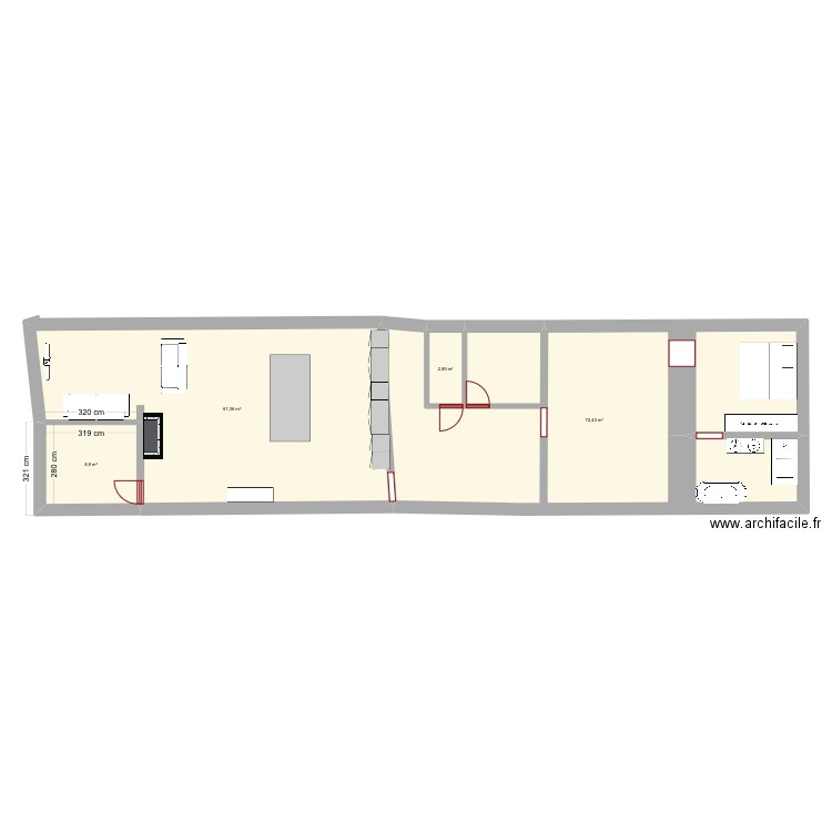 La cense . Plan de 4 pièces et 146 m2