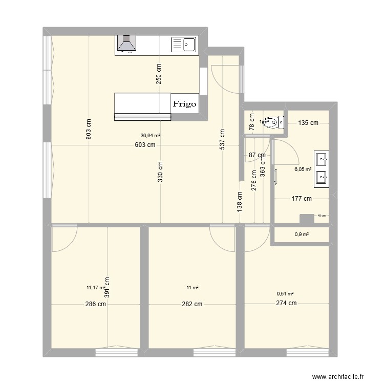 Appart tram calypso 14etage 02-02-25 vide. Plan de 7 pièces et 77 m2