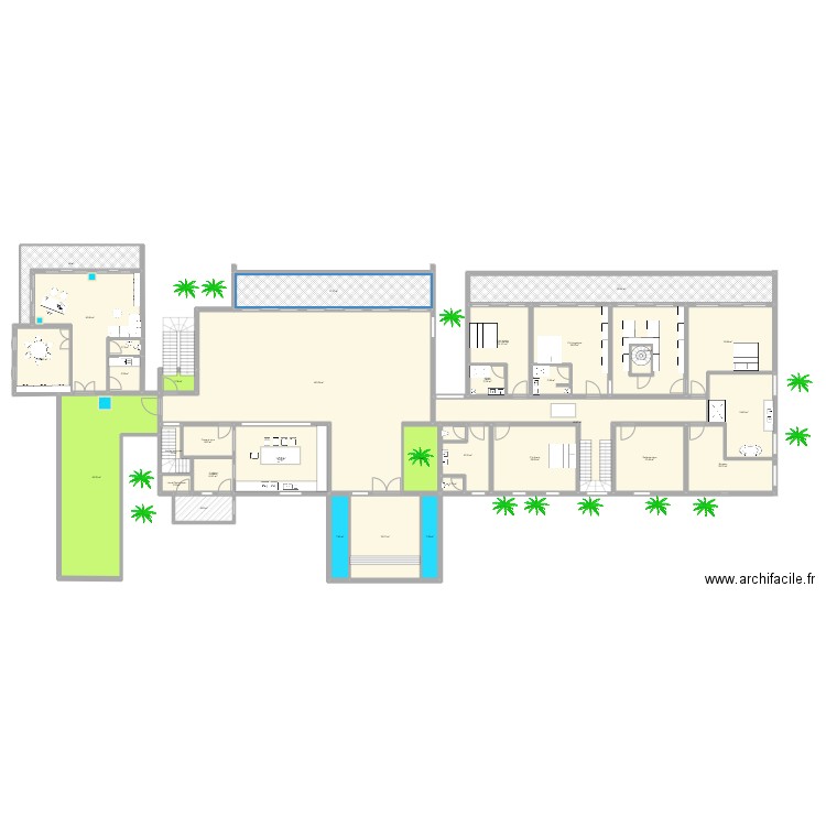 Marrakech Bunker. Plan de 34 pièces et 798 m2