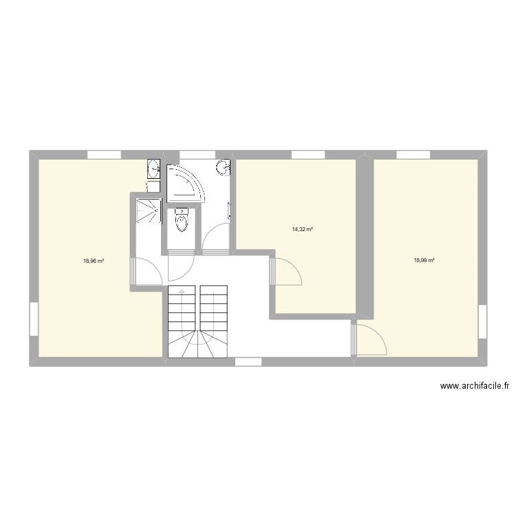 Maison actuelle. Plan de 3 pièces et 52 m2