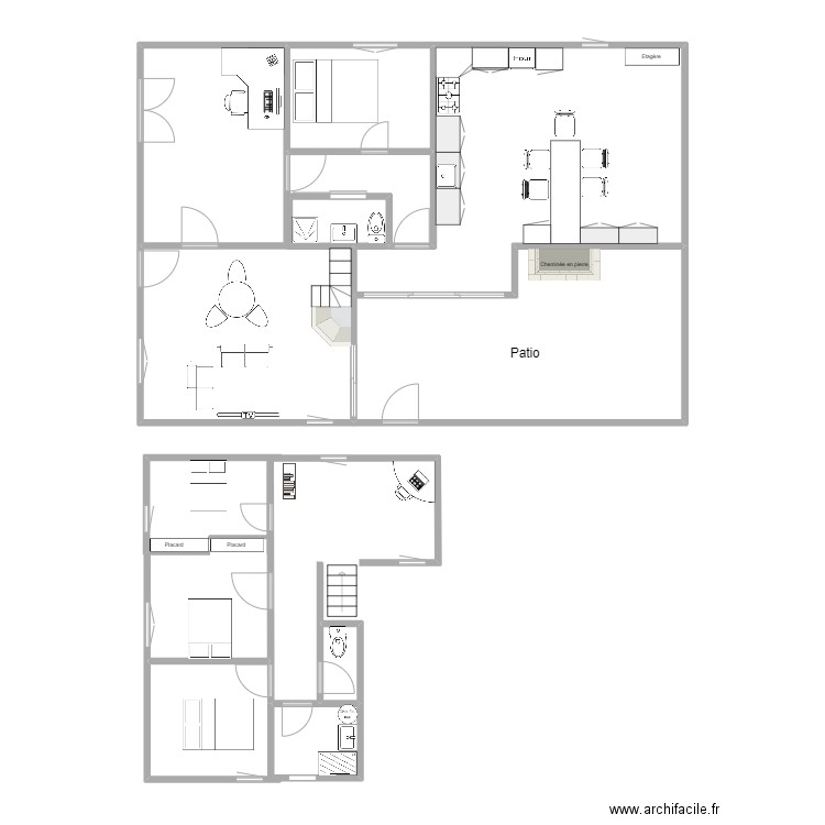 plan verger. Plan de 7 pièces et 77 m2