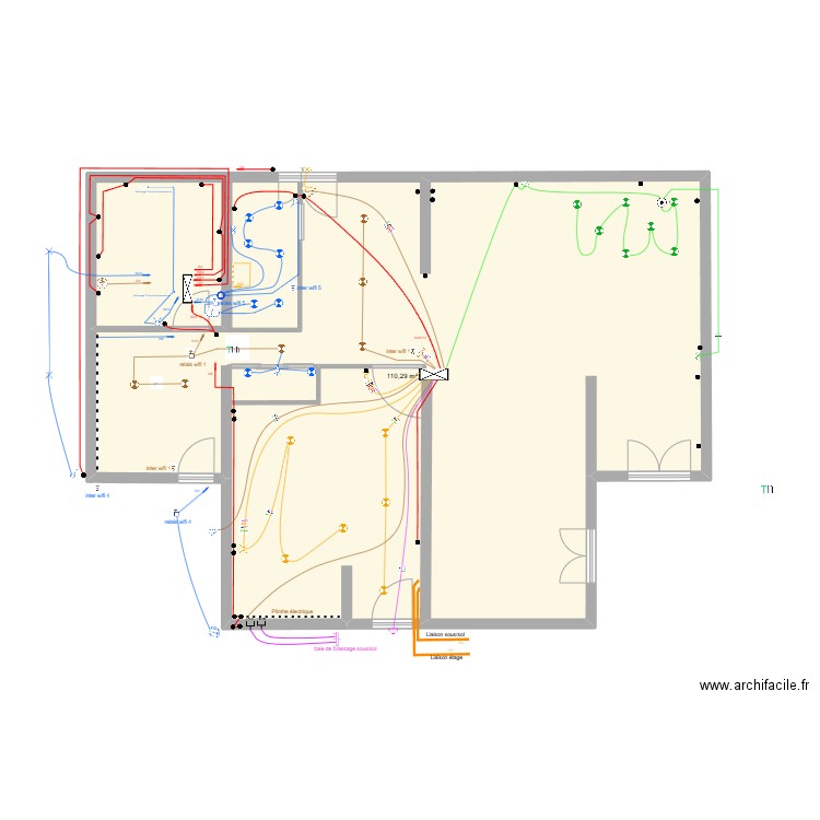 plan RDC. Plan de 1 pièce et 110 m2