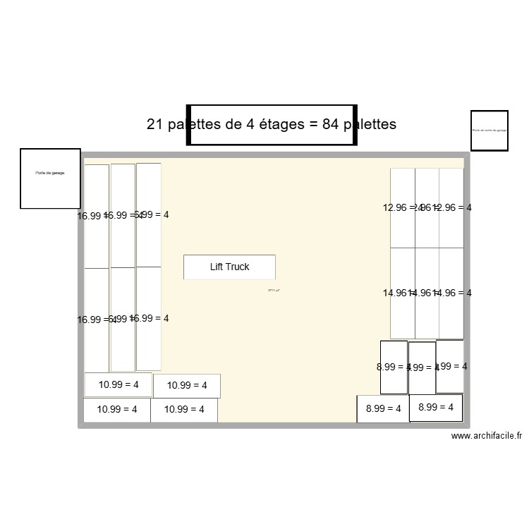 Section 11,015 à gauche de la porte de l'entrepôt. Plan de 1 pièce et 252 m2